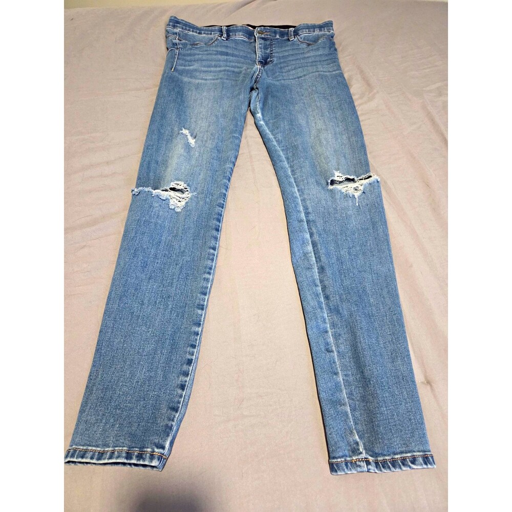 Juicy Couture Distressed Skinny Jeans Womens 14L Blue Denim Ripped Knee Stretch